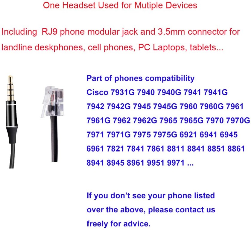telephone headset with rj9 connector