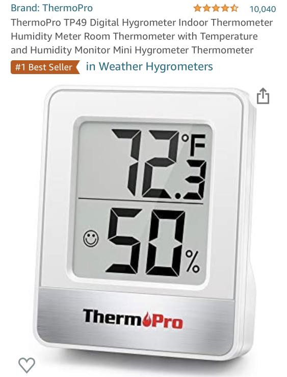 ThermoPro TP-49 Hygrometer, Thermometer, Hygrometer, Indoor, Large