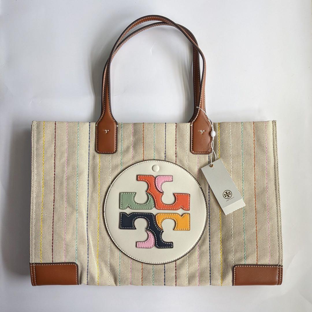 TORY BURCH original multicolored canvas ella tote shoulder bag large,  Luxury, Bags & Wallets on Carousell