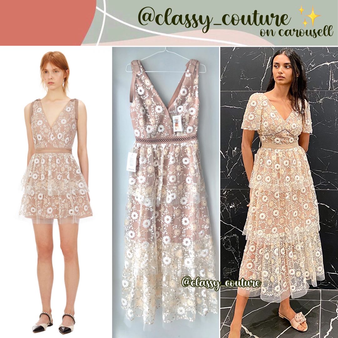 Tiered sequin midi dress top self portrait