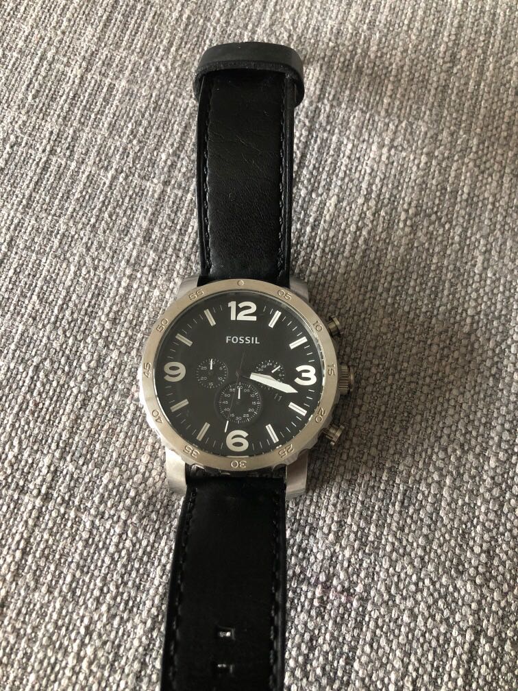Authentic Fossil Black Leather Watch 