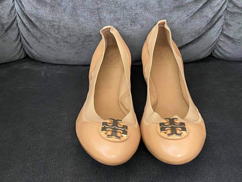 Brand New Auth Tory Burch Nude Patent Caroline Ballet Flats