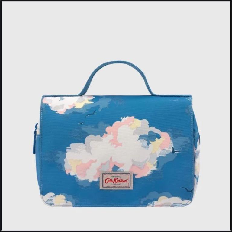 Brand New Authentic Cath Kidston Blue Clouds Travel Toiletries Foldout Bag with Hanging Hook