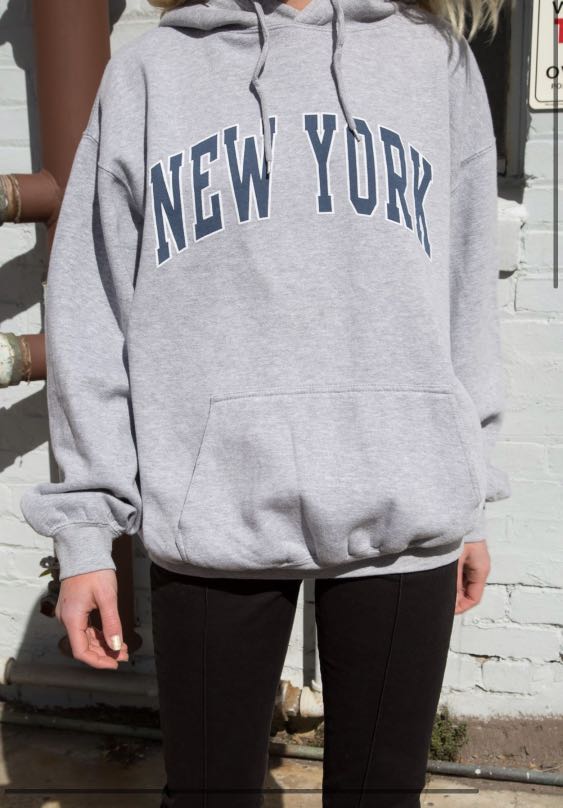 Brandy Melville Christy New York Hoodie (Navy Blue), Women's Fashion, Tops,  Other Tops on Carousell