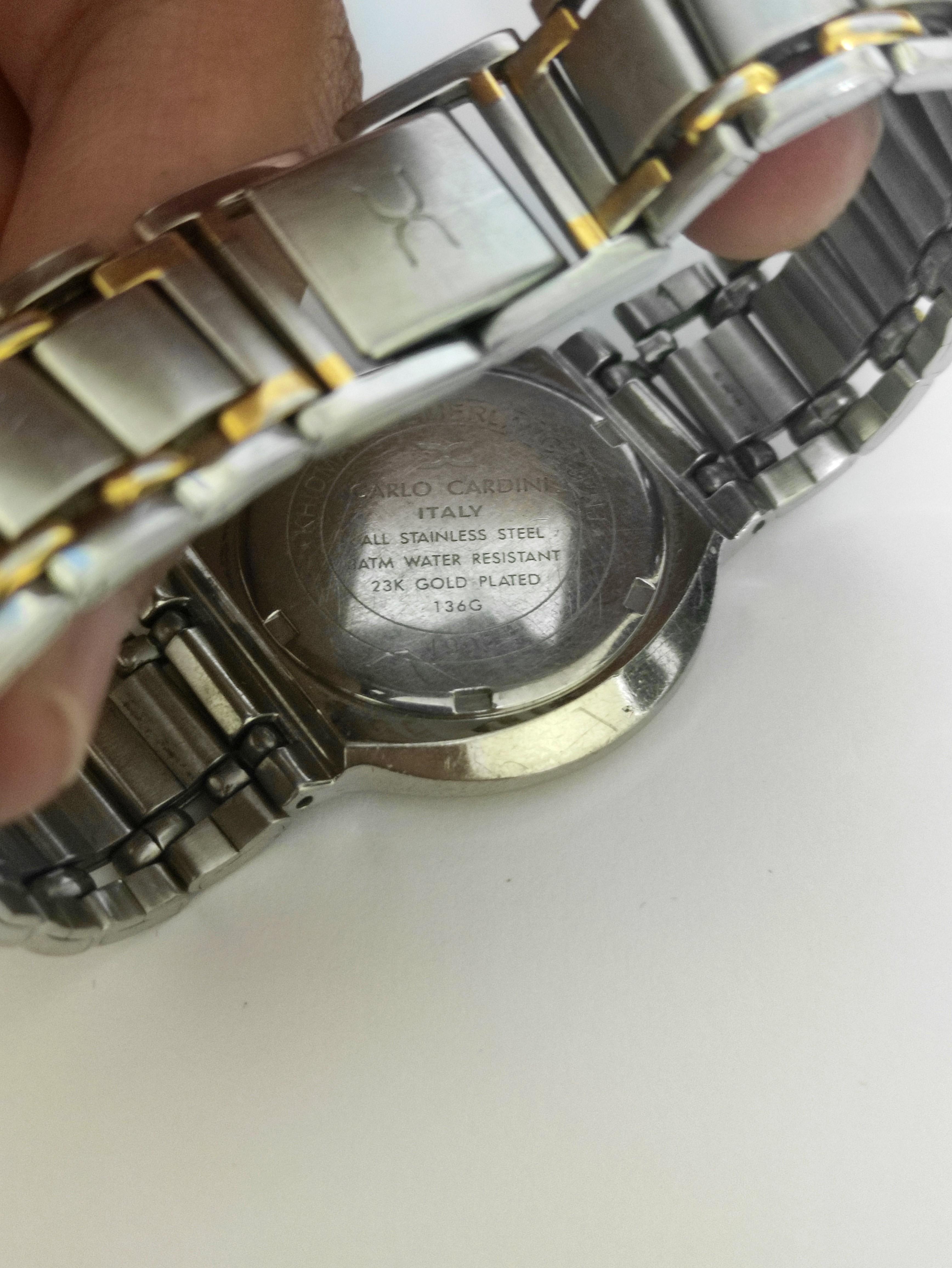 Carlo Cardini Quartz Sapphire Watch 23K Gold Plated