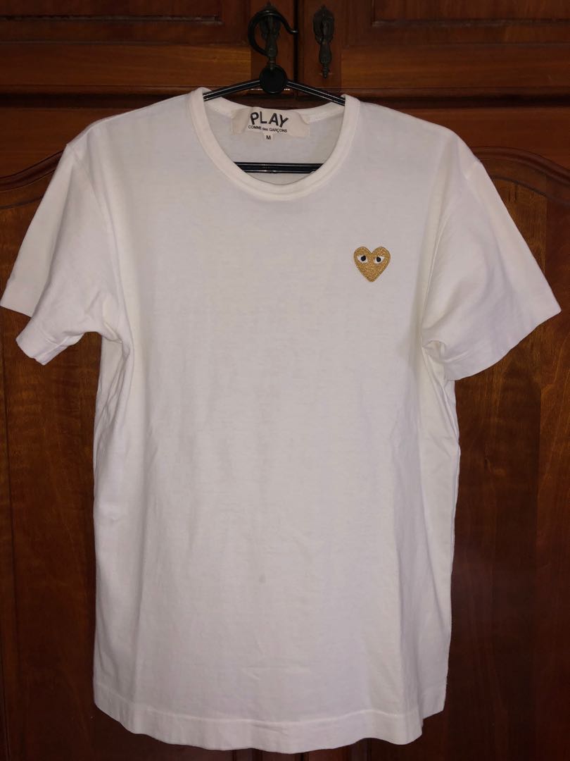 cdg gold heart tee