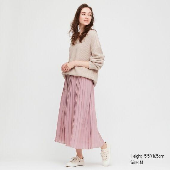 Pink pleated skirt uniqlo clearance