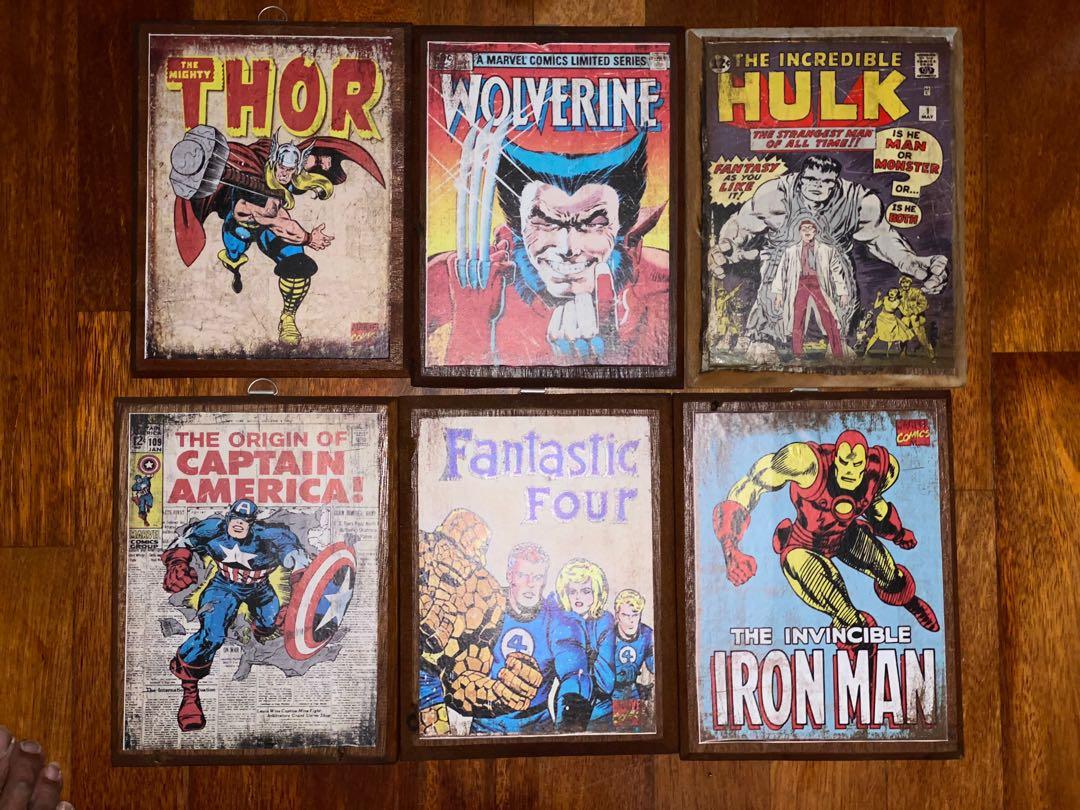 Classic Comic Book Covers On Wood Slabs Decorative Books Stationery Comics Manga On Carousell