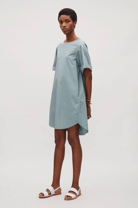 COS Cotton Poplin Overlap Detail Dress with Side Pockets Women s