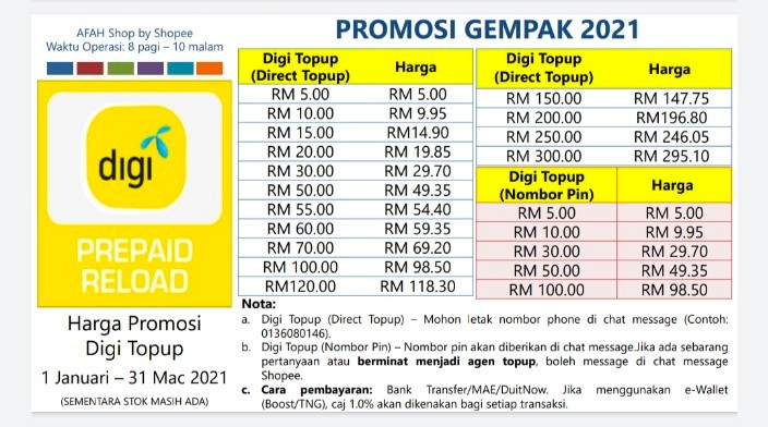 Rm50 Digi Prepaid Direct Pin Topup Harga Promosi Mobile Phones Tablets Others On Carousell