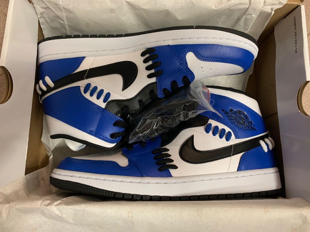 產品： Nike Air Jordan AJ1 Mid Sisterhood Game Royal W 白藍黑小