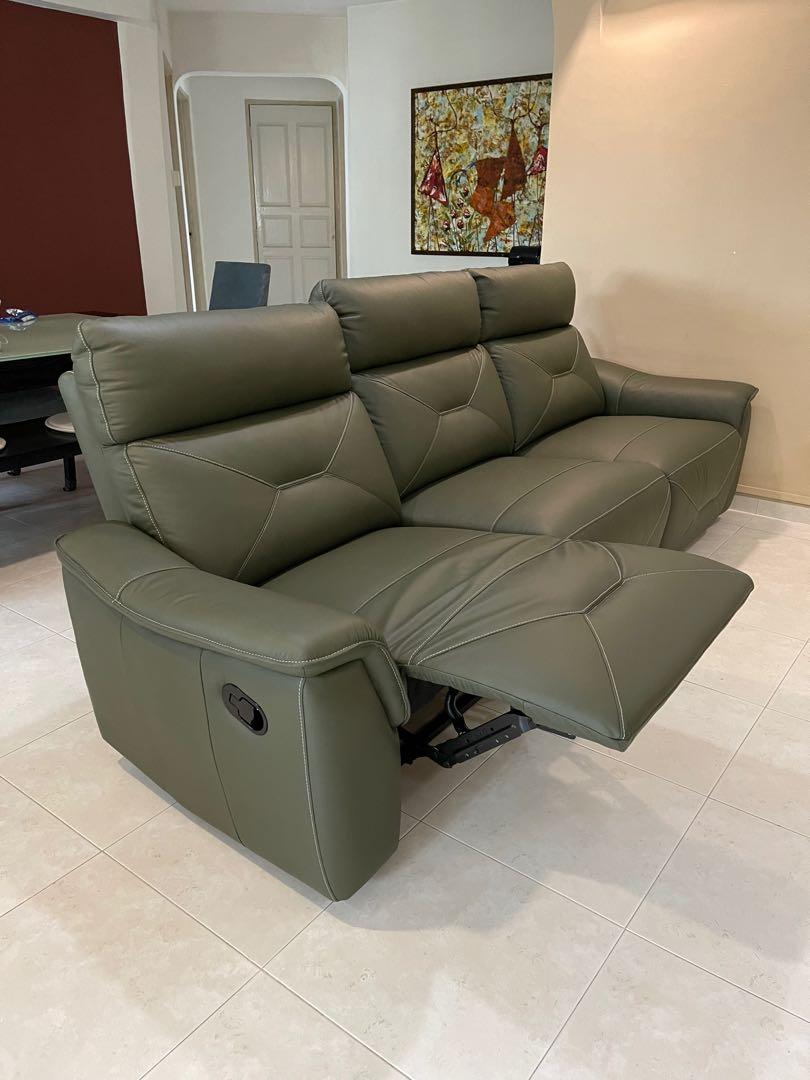 Full Leather Recliner Sofa, Furniture, Sofas on Carousell