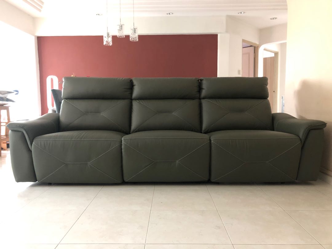Full Leather Recliner Sofa, Furniture, Sofas on Carousell