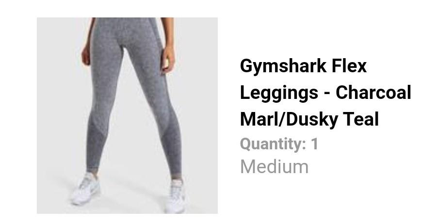 Gymshark Flex Leggings - Charcoal Marl/Teal