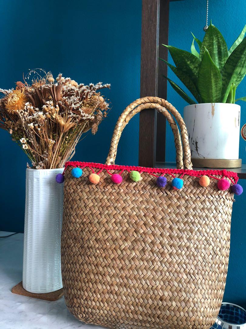 Hand Sewn Bohemian Straw Rattan Bag Women s Fashion Bags Wallets Tote Bags on Carousell