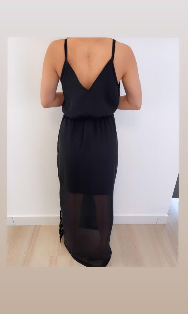 Black dress outlet with sheer bottom