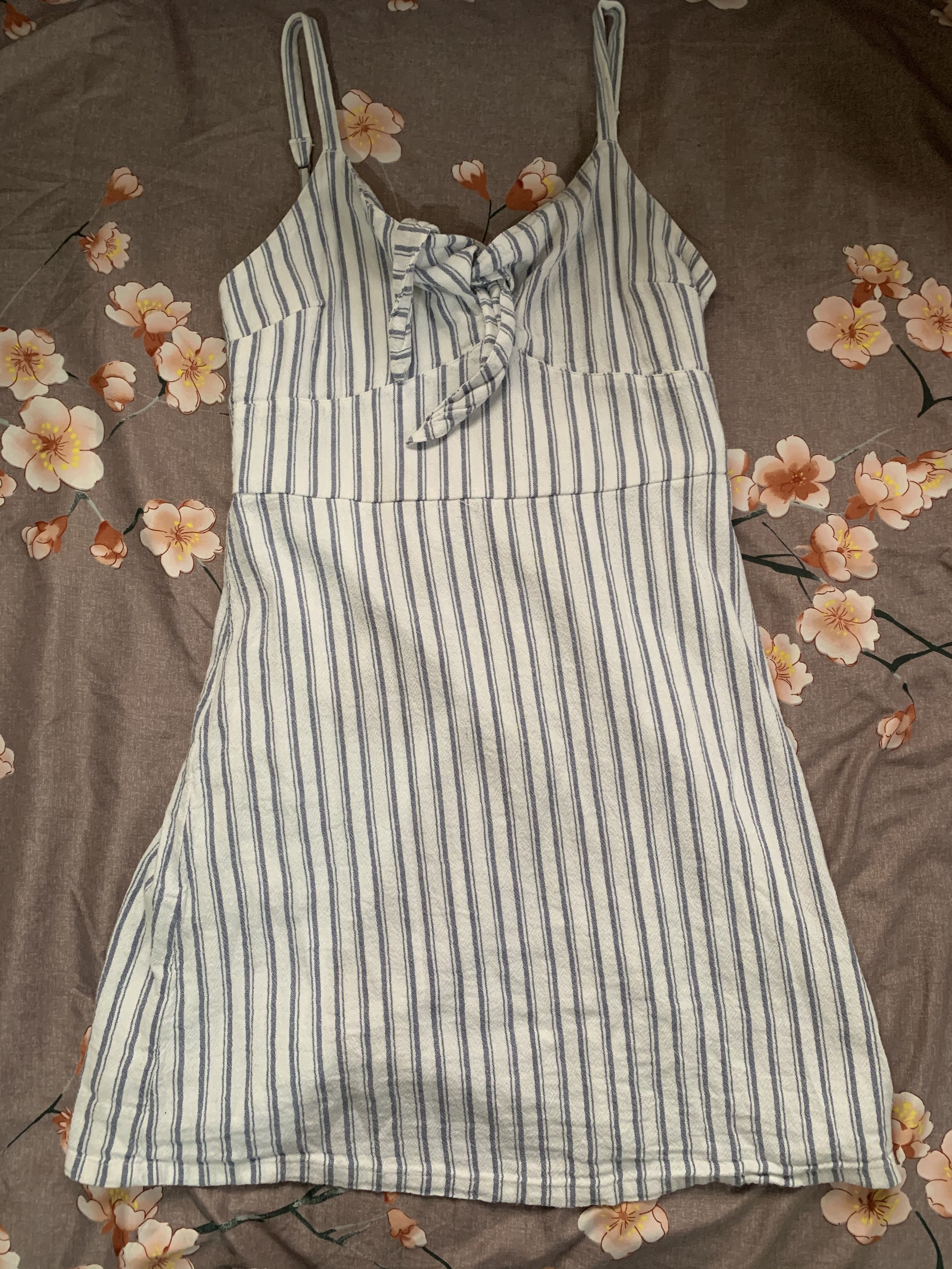 Hollister blue and white striped deals dress