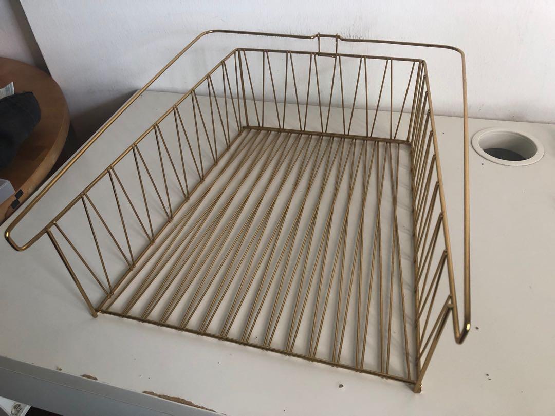 IKEA Kallax KALLAX Wire basket, brass color, Furniture & Home Living