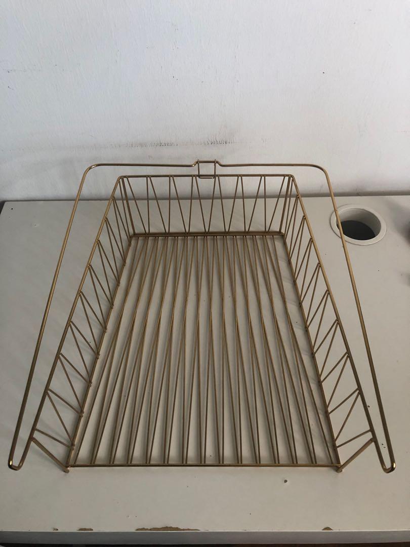 IKEA Kallax KALLAX Wire basket, brass color, Furniture & Home Living