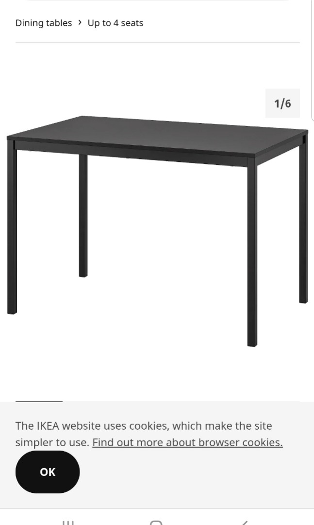 IKEA Table (black). Dining or study., Furniture & Home Living