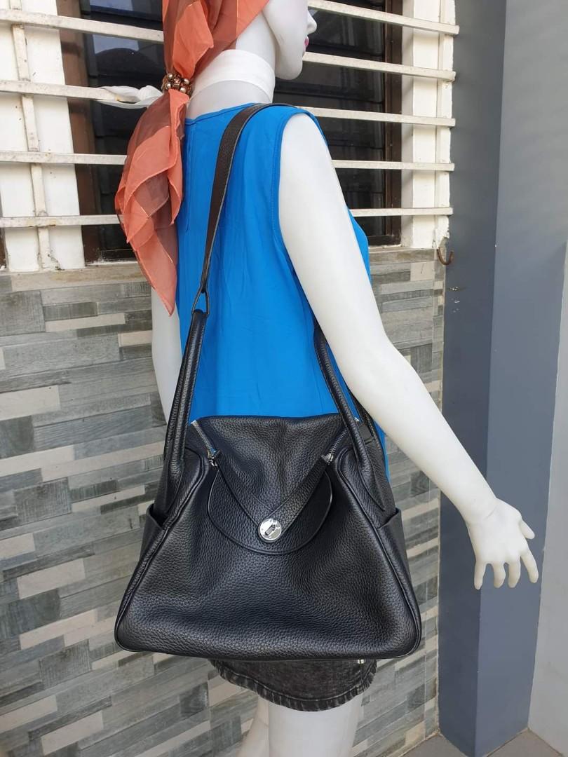 hermes black leather purse