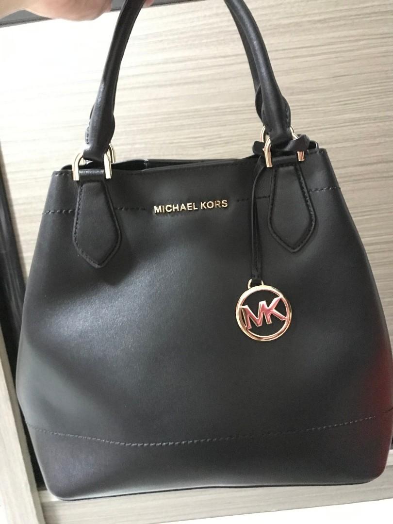 real leather michael kors bucket bolsa