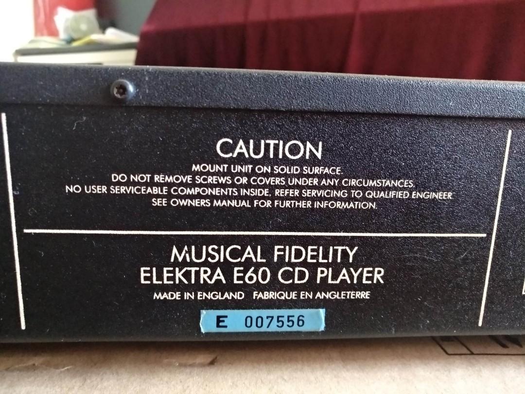 MUSICAL FIDELITY ELEKTRA E60 CDPLAYER, 音響器材, 音樂播放裝置 MP3及CD Player Carousell