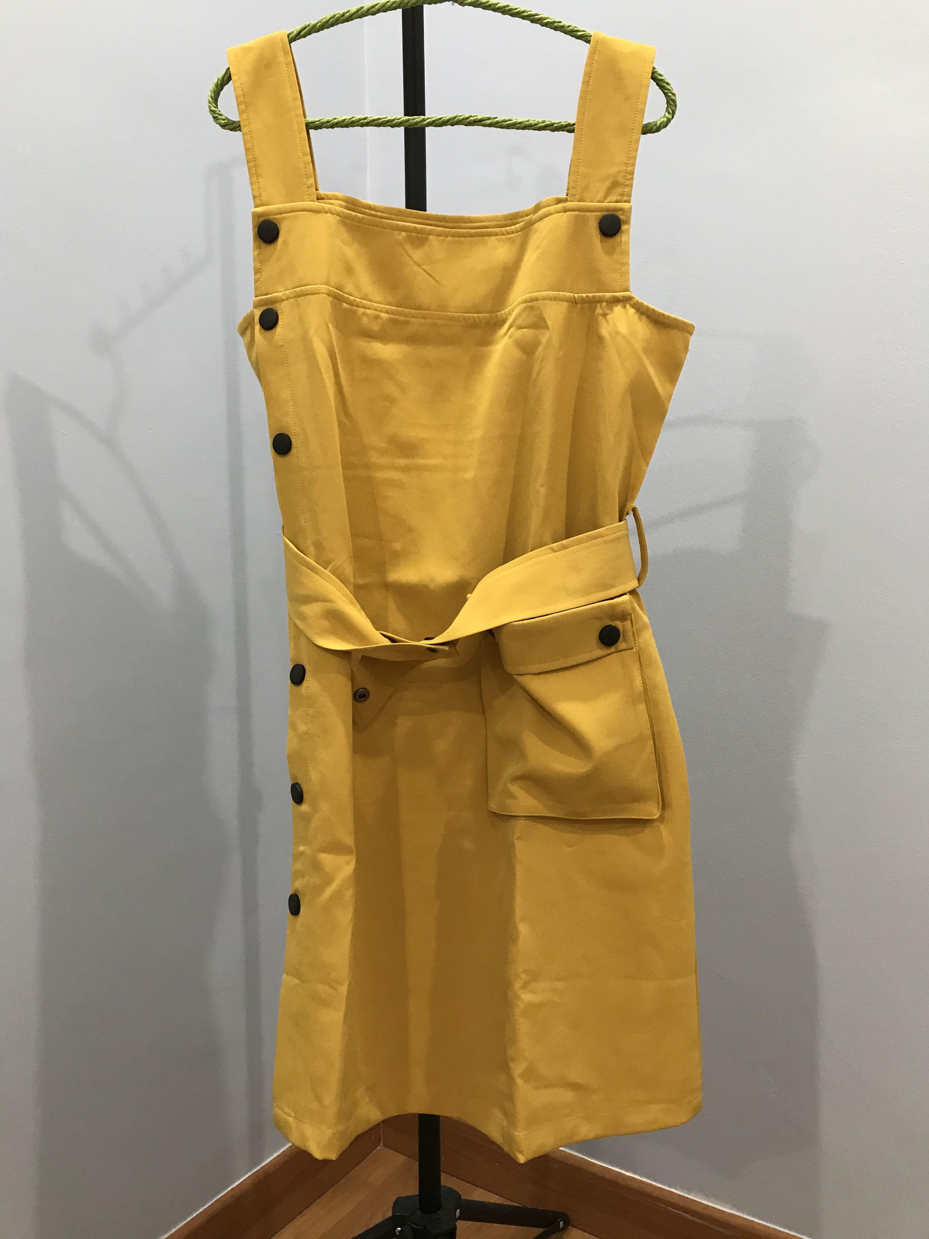 pinafore dress yellow