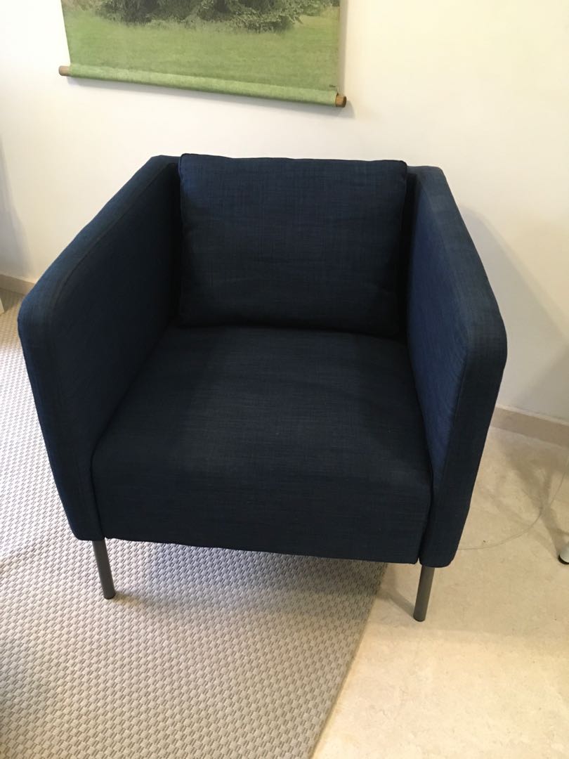 blue ikea armchair