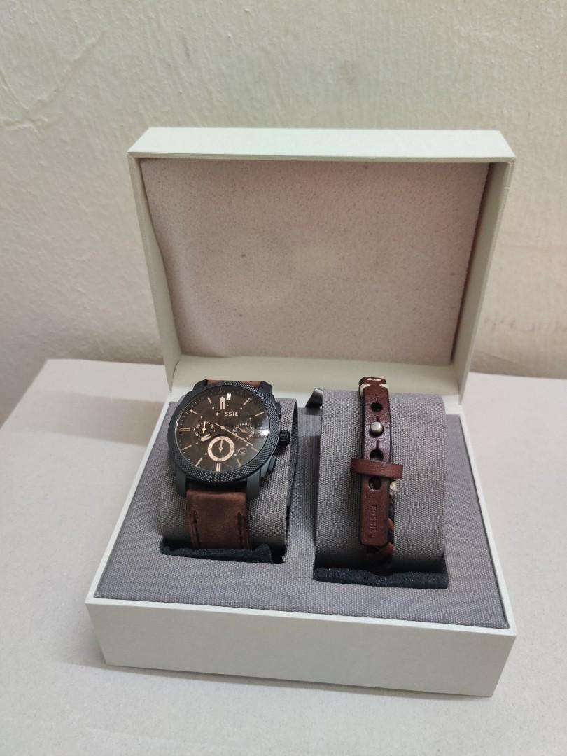 Fossil Machine FS5251SET Chronograph Set Brown Leather Men s Watch