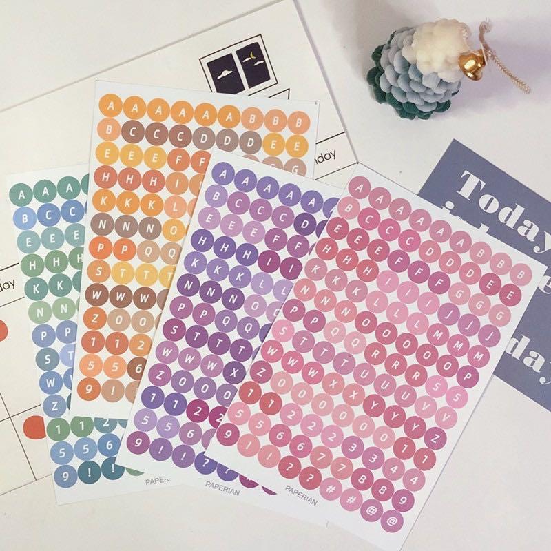 Po Korean Ins Polca Bujo Journal Colour Themed Alphabet Circular Stickers Hobbies Toys Stationery Craft Stationery School Supplies On Carousell