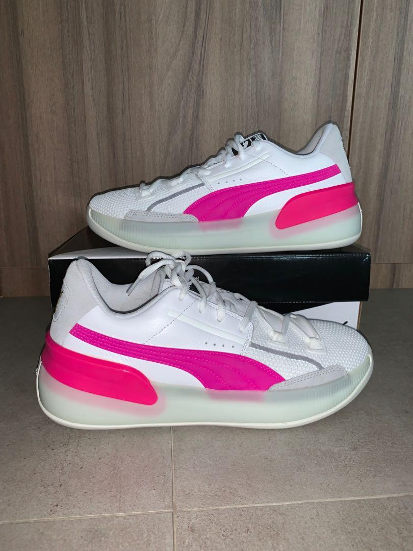 Puma Clyde Hardwood Basketball Shoes White Pink, Men's Fashion ...
