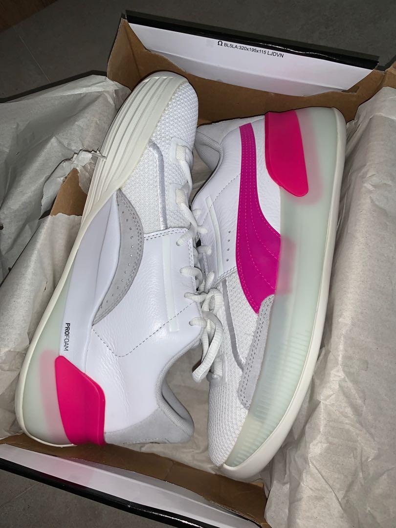 Puma clyde outlet hardwood white pink