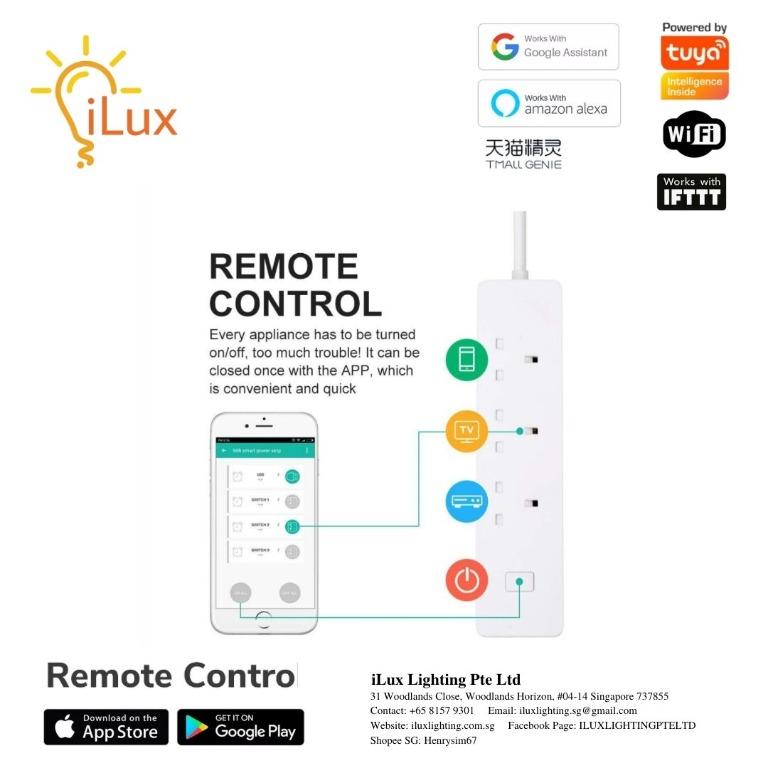 Smart Extension Socket (Socket + USB ) (Category: Electrical, Adaptors & Sockets) located in Singapore. Submitted by ilux777 (Listing ID 1061603871, Image 2). Description: [TUYA] Smart Extension Socket (Socket + USB ) Rated Voltage: 100VAC~240VAC Rated Current: 13A (Resistive Load) AC Frequency: 50/60Hz USB Output: 5V/2A (Max.) Wireless Type: Wifi 2.4GHz.