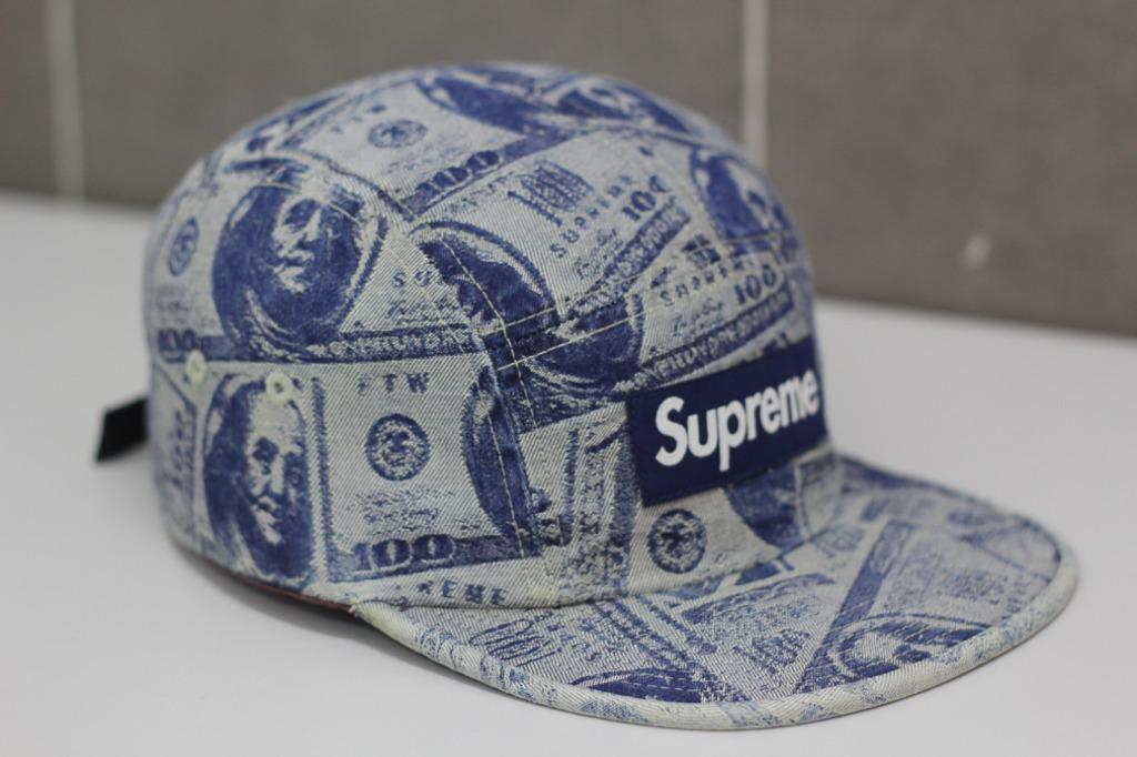 Supreme 100 Dollar Bill Camp Cap (Blue) FW17