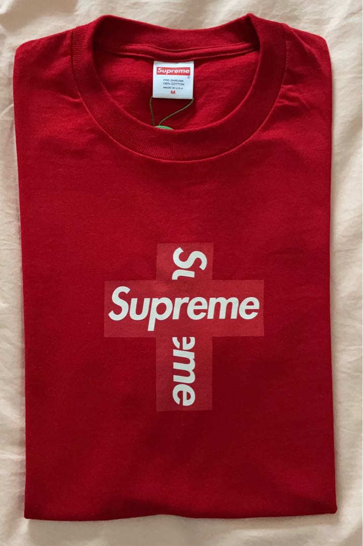 2020AW Supreme Cross Box Logo Tee 白L 希少 Tシャツ/カットソー(半袖/袖なし) 売れ筋公式店