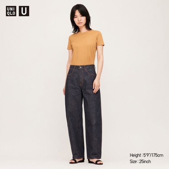 Uniqlo Women U Wide Fit Curved Jeans Dark Blue Women s