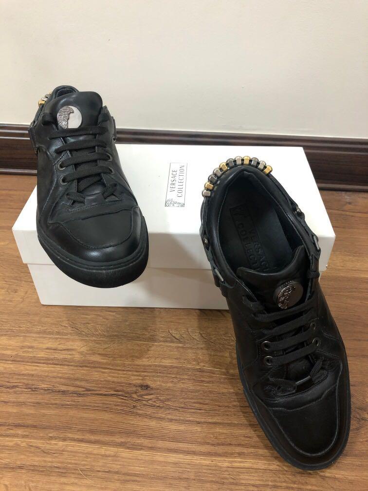 Versace Sneakers (Category: Sneakers) located in Quezon City. Submitted by jpy00 (Listing ID 1061621487, Image 2). Description: Versace Leather Sneakers Rarely worn Excellent condition Best fits sz 8.5 - 9 Bought for $650 from Nordstrom Comes with black dust bag.
