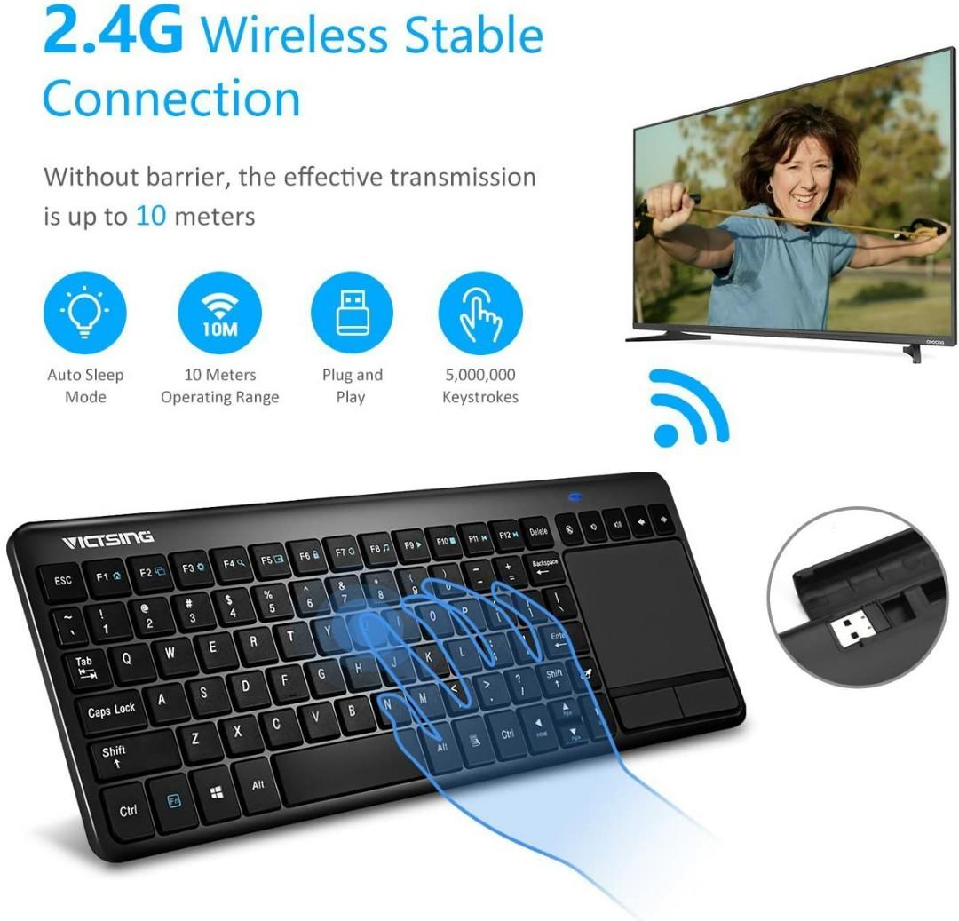 VicTsing UltraSlim Mini Wireless Touchpad Keyboard, AllinOne
