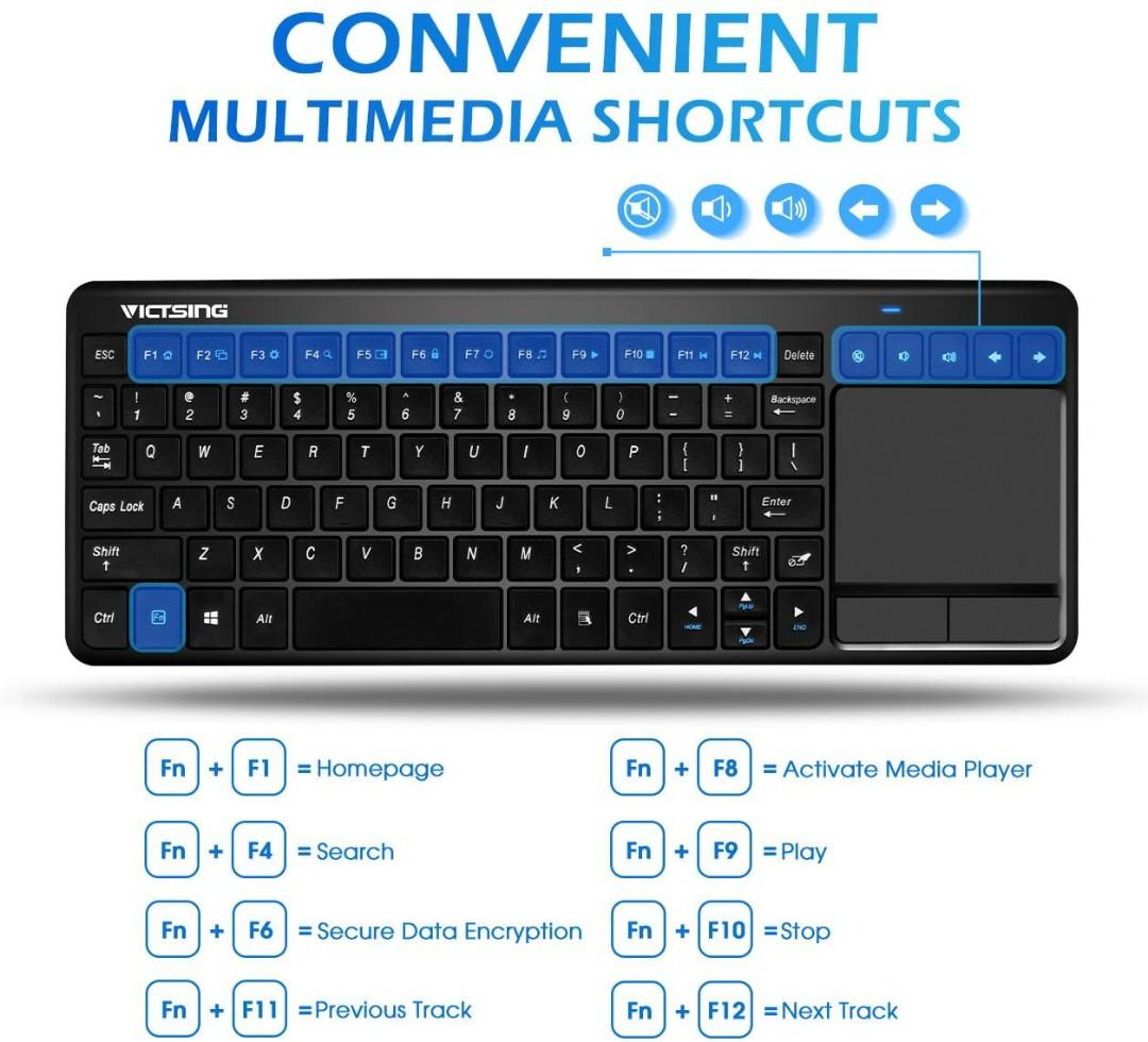 VicTsing UltraSlim Mini Wireless Touchpad Keyboard, AllinOne
