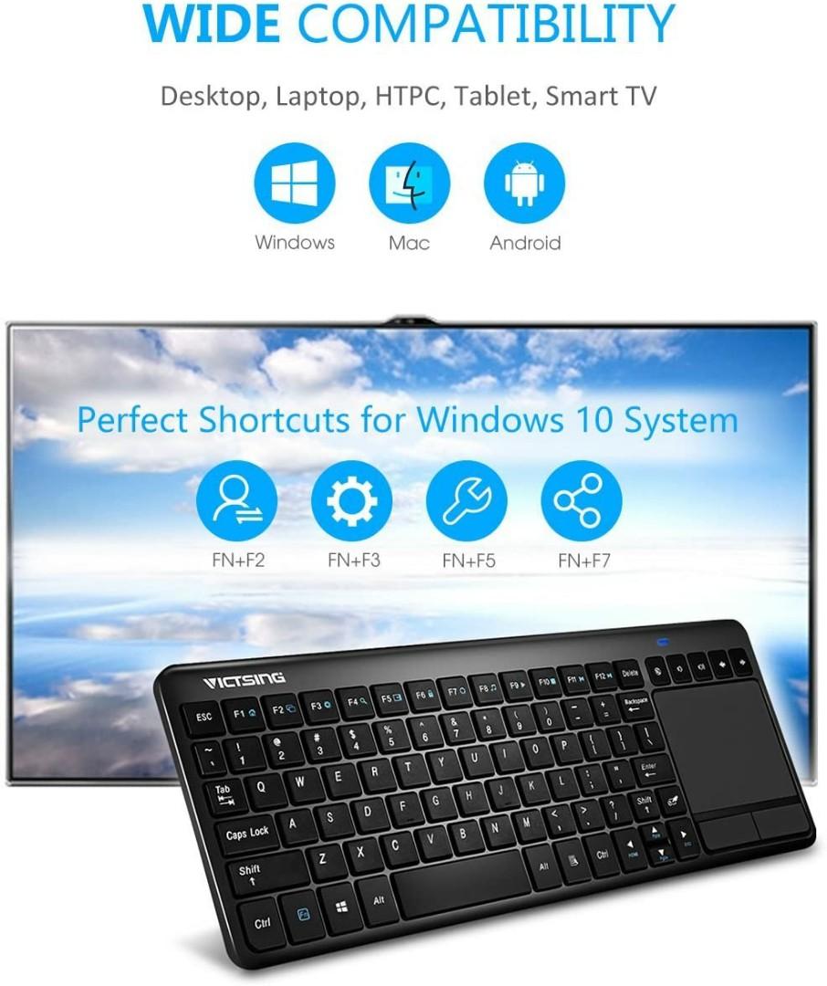 VicTsing UltraSlim Mini Wireless Touchpad Keyboard, AllinOne