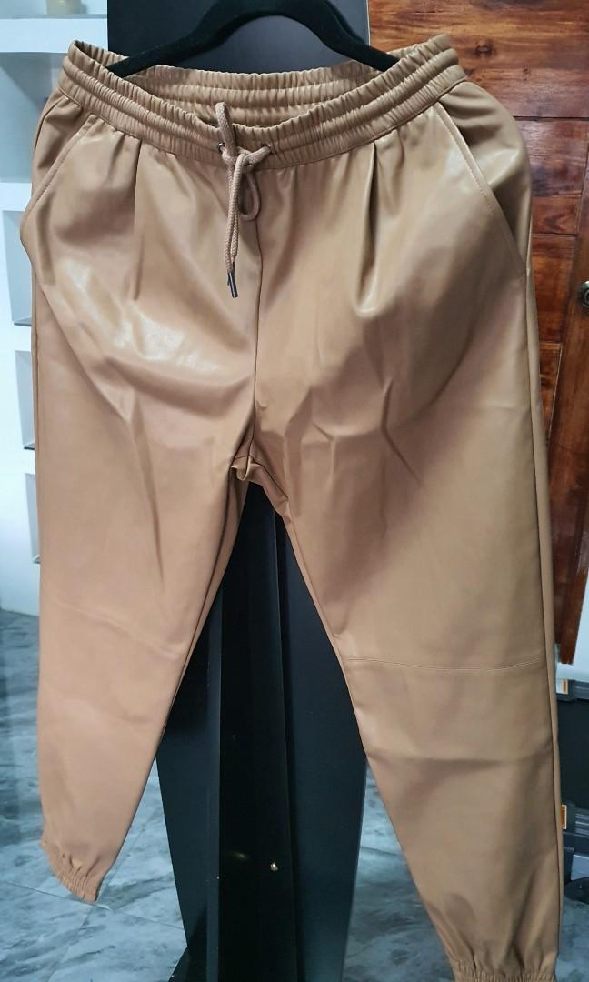 Zara leather jogger new arrivals pants