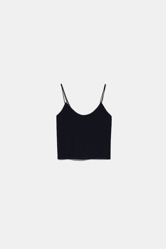 Zara Ribbed Crop Top, Women's Fashion, Tops, Sleeveless on Carousell