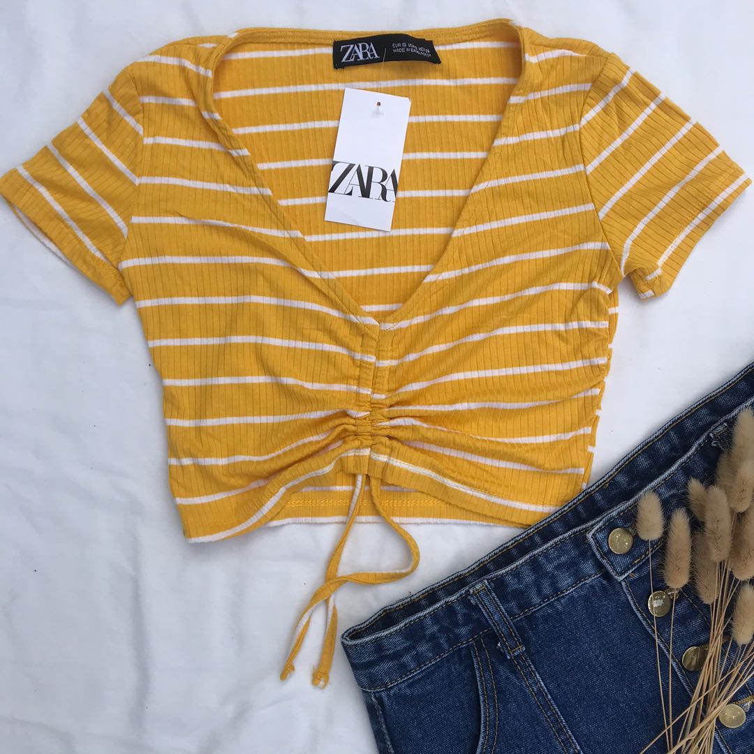 yellow ruched top