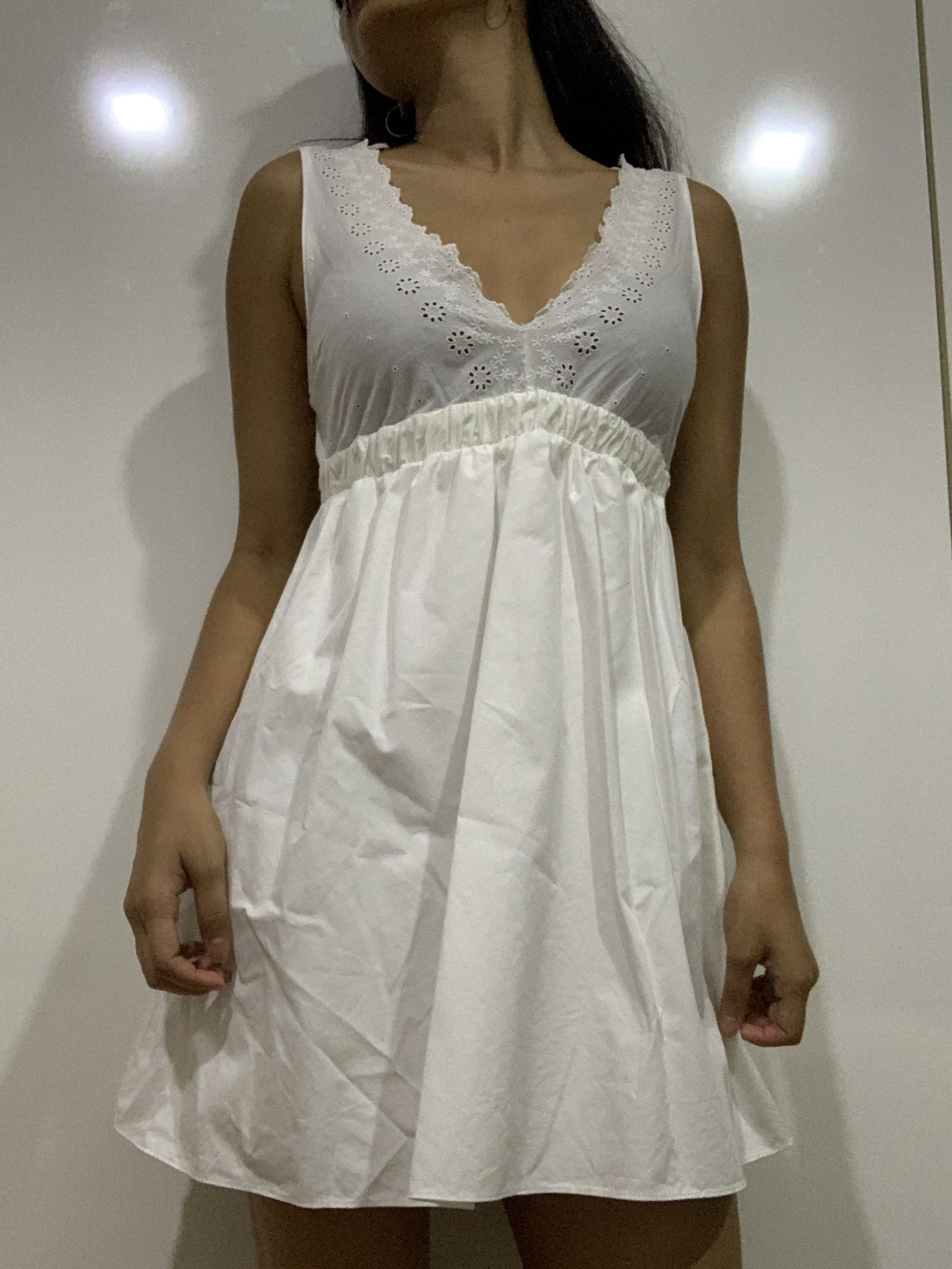 Zara White Baby Doll Dress, Women's