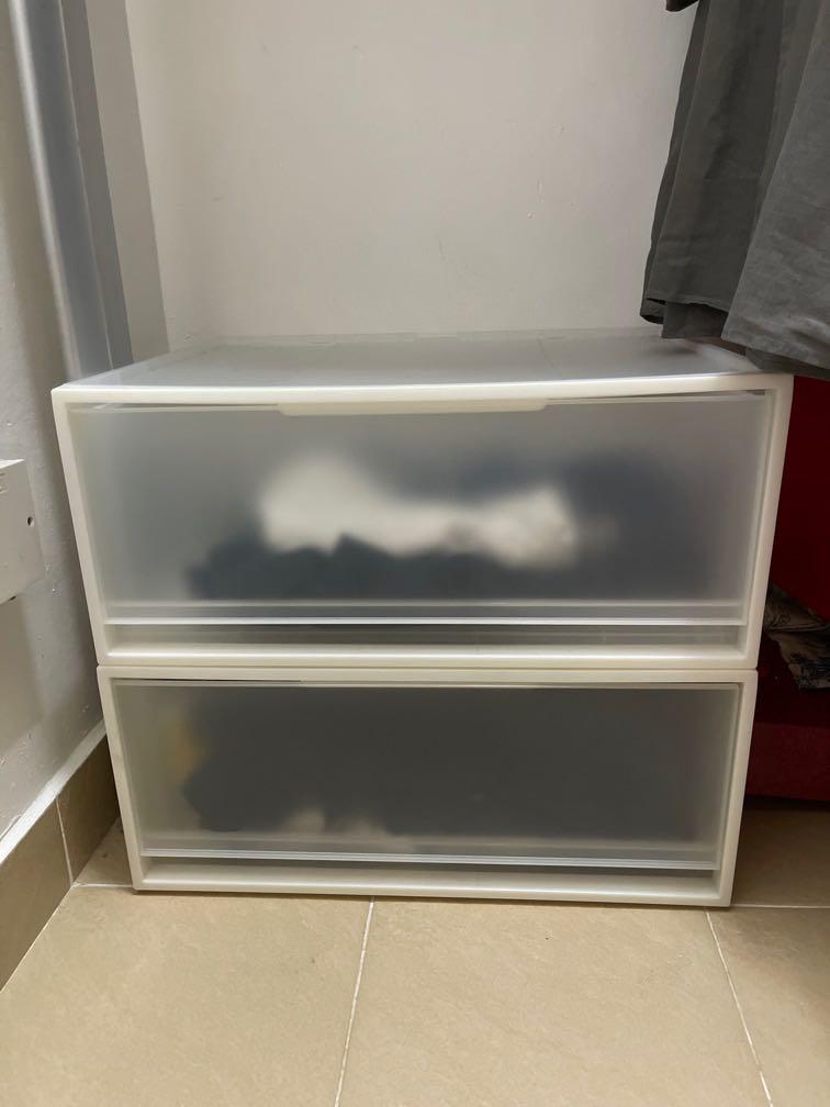 2 Muji PP storage box wide M size, Furniture & Home Living, Furniture