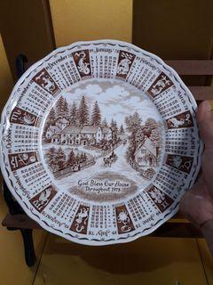 Alfred Meakin Staffordshire England Collectable Decor Plate 1978 Calendar