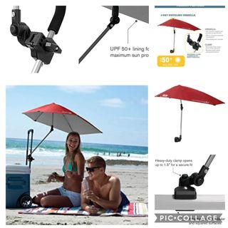 G4Free UPF 50+ Adjustable Beach Umbrella XL with Universal Clamp