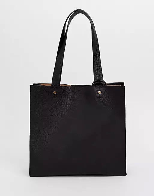 ASOS DESIGN Square Shopper Bag in Black Women s Fashion Bags Wallets Shoulder Bags on Carousell