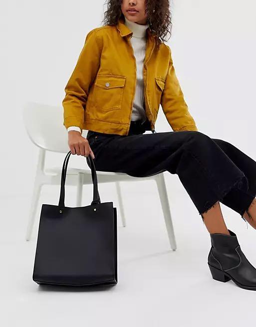 ASOS DESIGN Square Shopper Bag in Black Women s Fashion Bags Wallets Shoulder Bags on Carousell